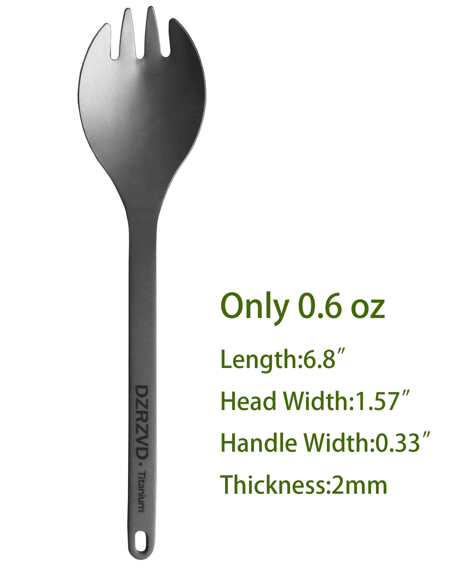 DZRZVD Titanium Spork, Backpacking & Camping Spork - Ultra-light, Portable Travel Cutlery - 6.8