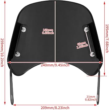 Motorcycle Headlight Windshield Wind Deflector Windscreen Universal Fit for Harley Yamaha Suzuki (Black)