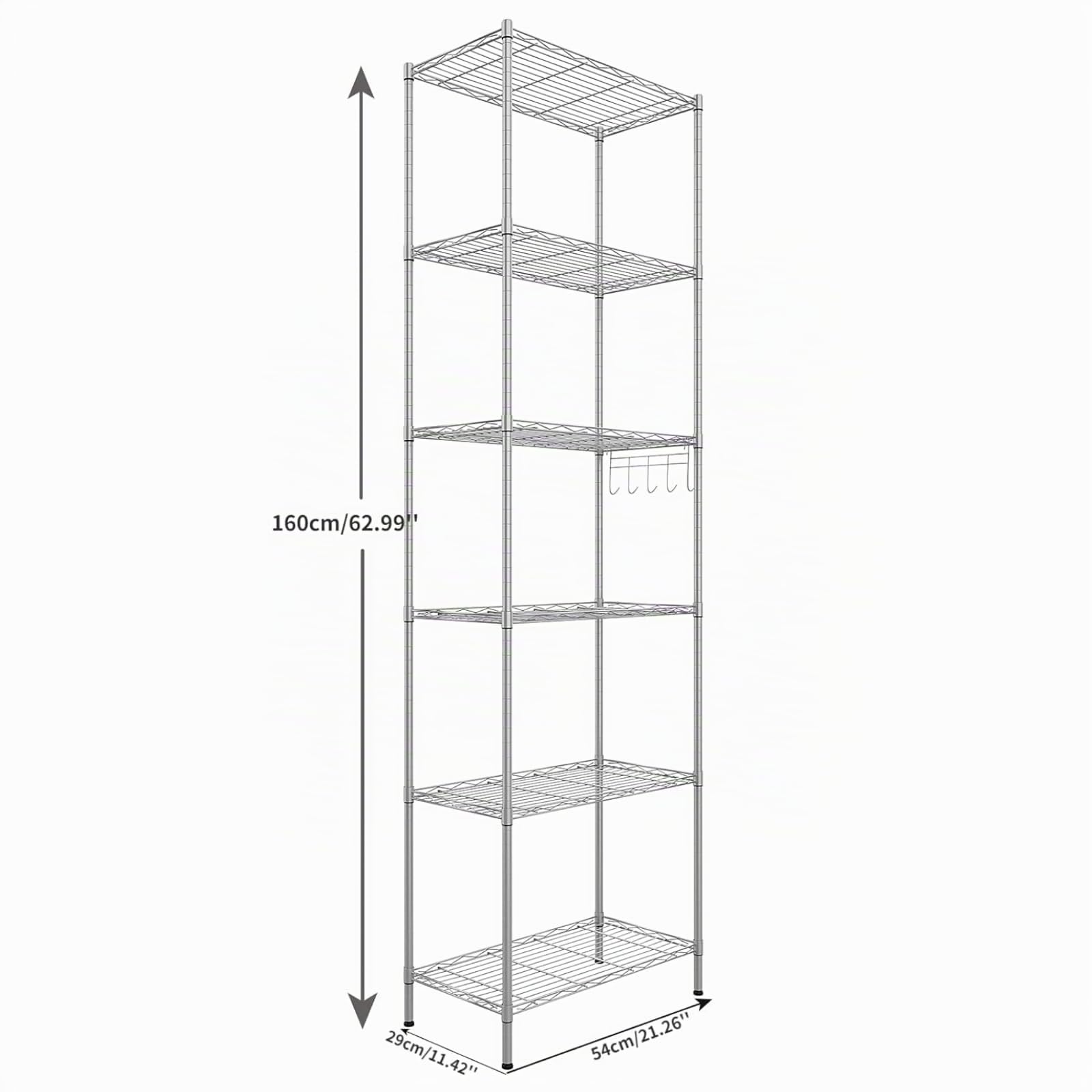 Himimi Estantería de Cocina en Metal Cromado 54 x 29 x 160 cm, Plata