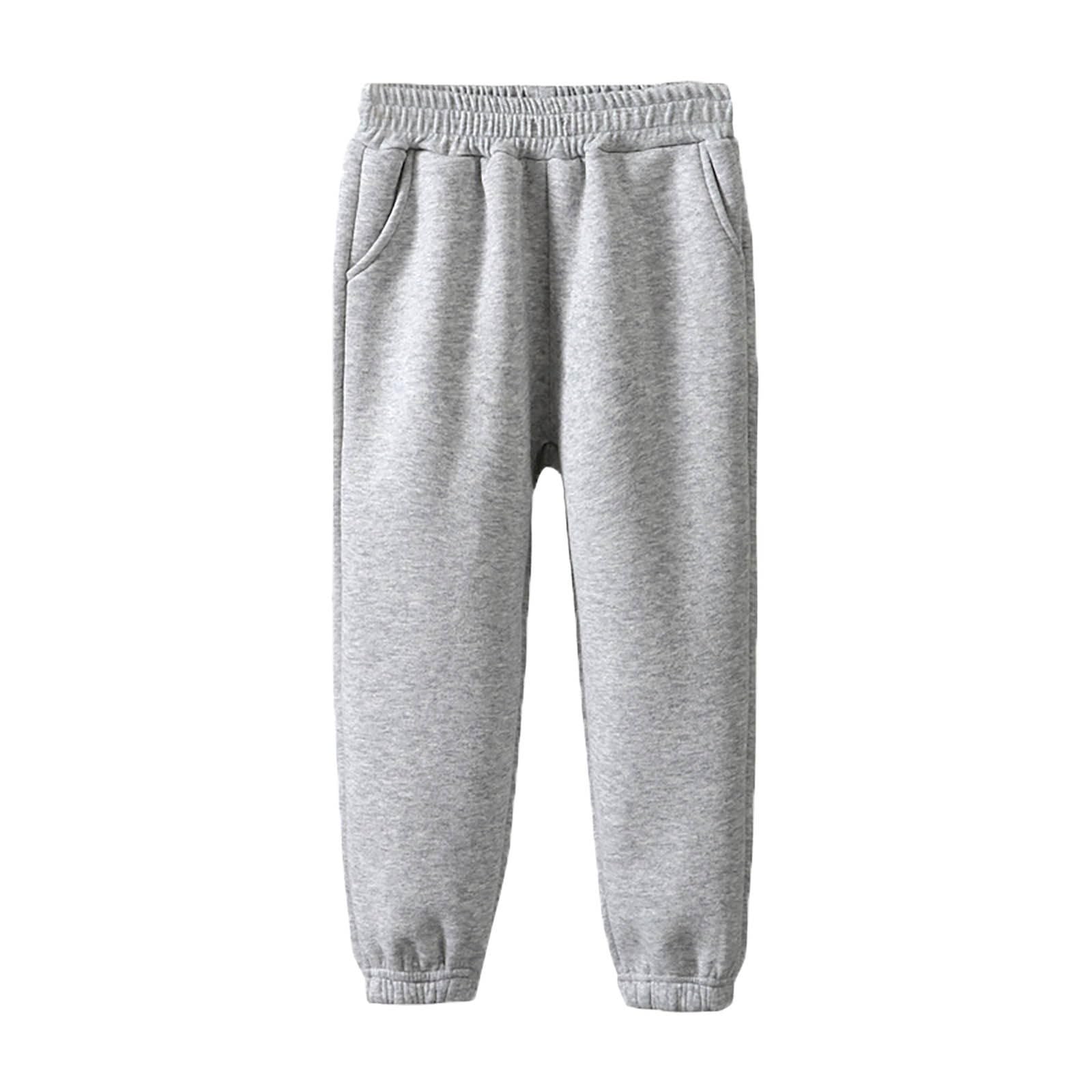 Boys Girls Fleece Lined Pants Toddlers Kids Pull-On Active Jogger Pants Elastic Waist Sweatpants Fall (Grey, 4-5 Years)
