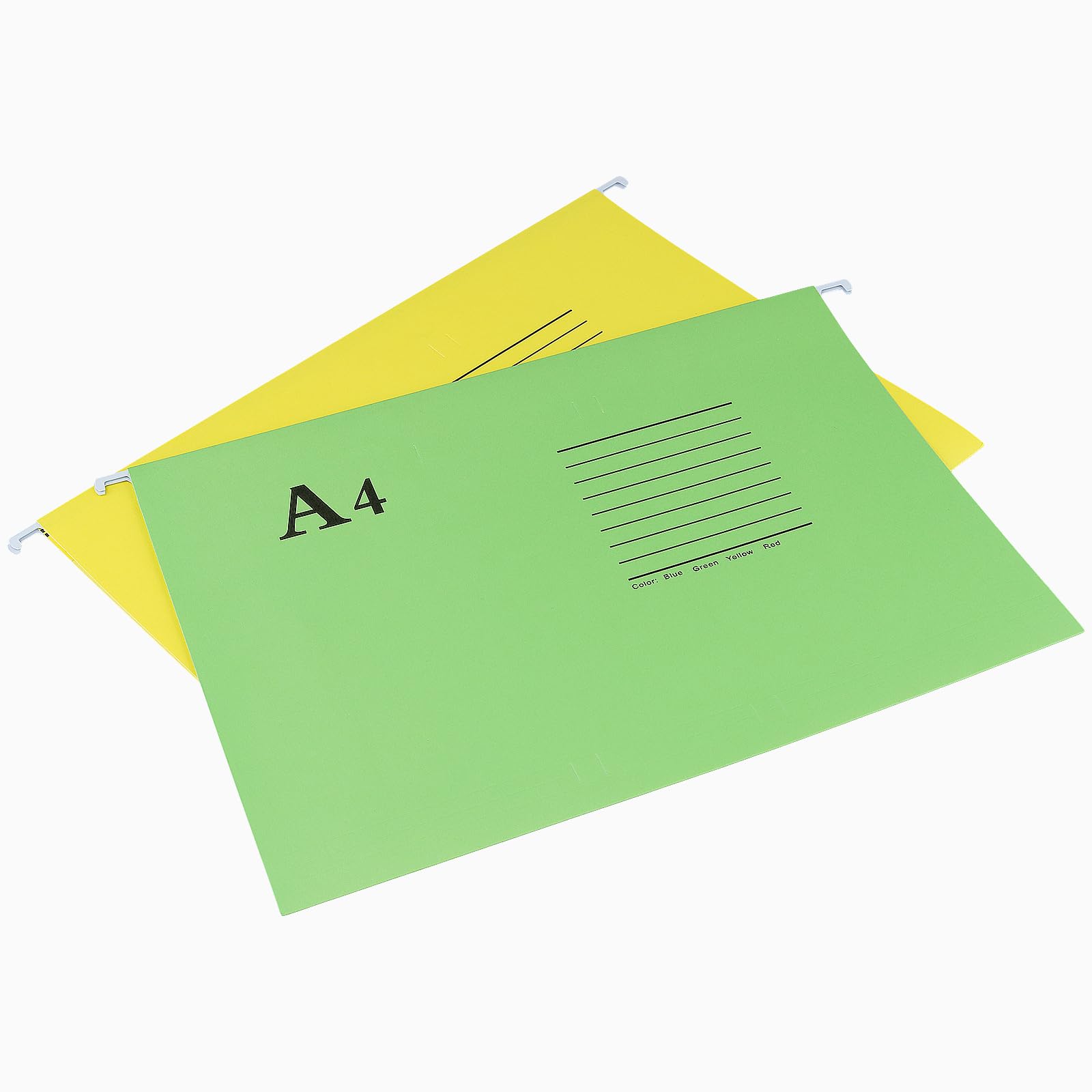 SINJEUN 40 cartelle sospese in formato A4, 4 cartelle portadocumenti da appendere, divisori per schedario per organizzare l'organizzazione, arancione, giallo, blu, verde