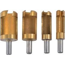 4pcs Wood Plug Hole Titanium Coated Cutter Drill Bits Set 1/4" 3/8" 1/2" 5/8" Cutting Dowel Power Woodworking Cork Hole Saw Tool Round Wood Plug Tenon Drill Bit Set