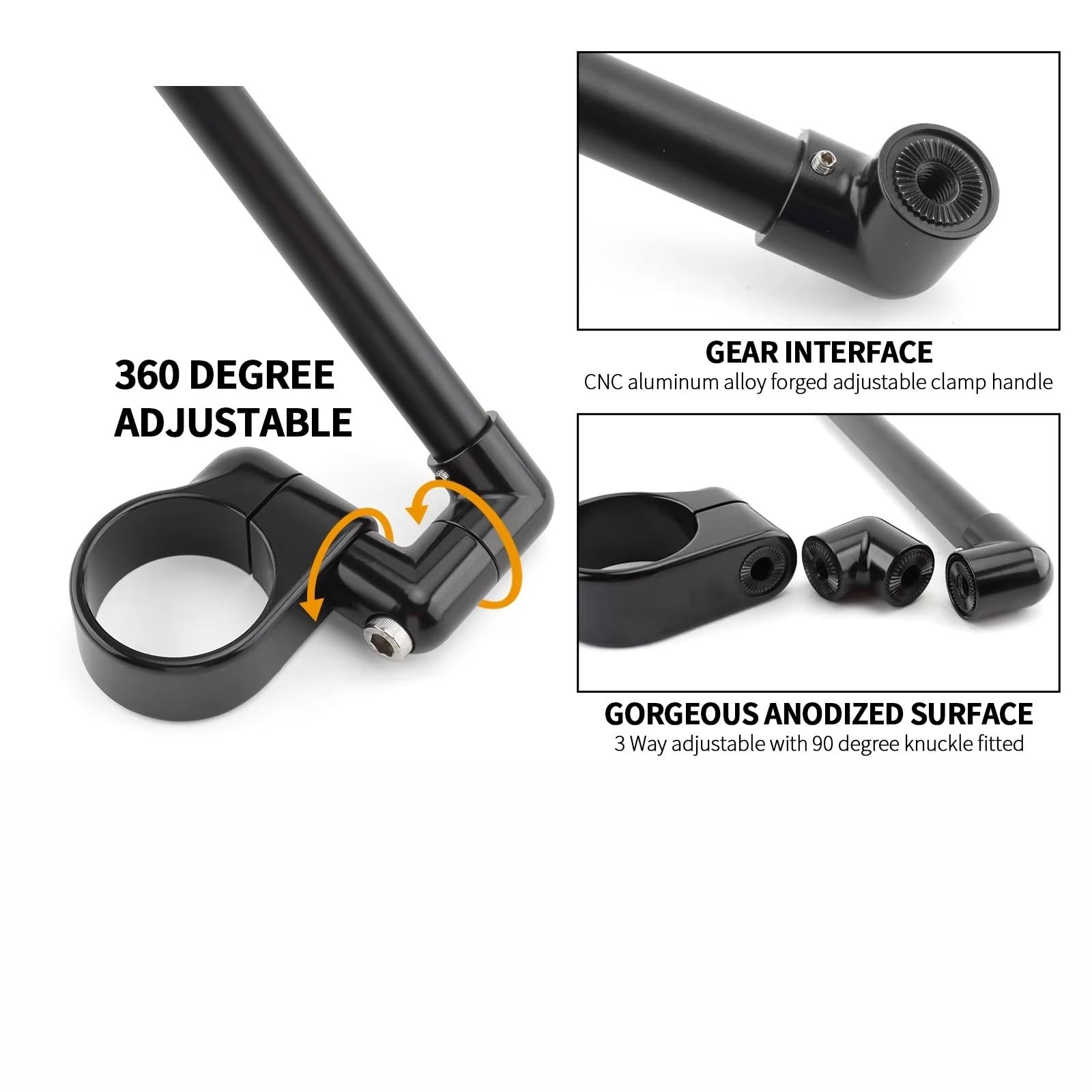 Riser Manubrio Moto Manubrio Per Moto Regolabile Nero Cafe Racer Split Clip On Forcella 31 35 39 45 49 50 52 58 Mm Manubrio Riser Rise Clamp Supporto Manubrio Moto(32mm)