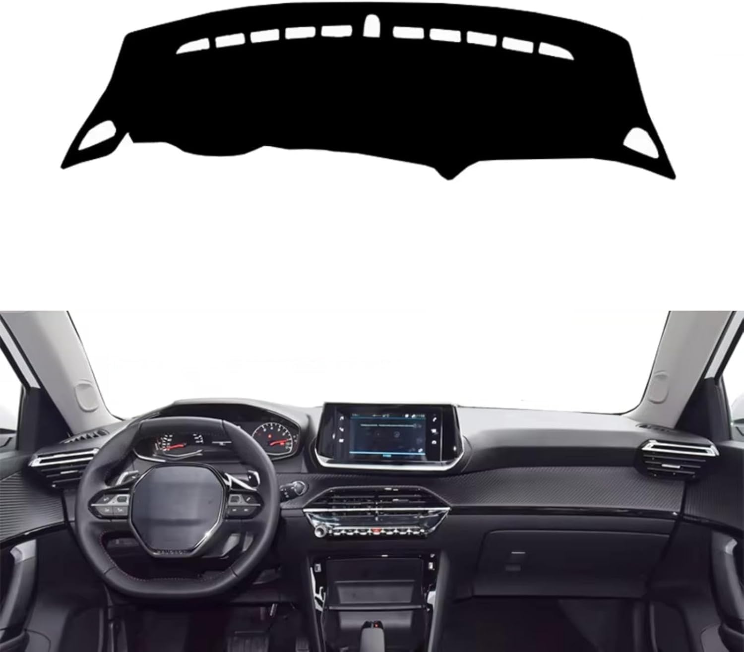DdaiXQ Car Dashboard Mat For Peugeot 208 e208 GT 2019-2022, Anti Slip Anti Glare Dustproof Dashboard Cover Pad Protector Dash Cover Sunshade Dashmat