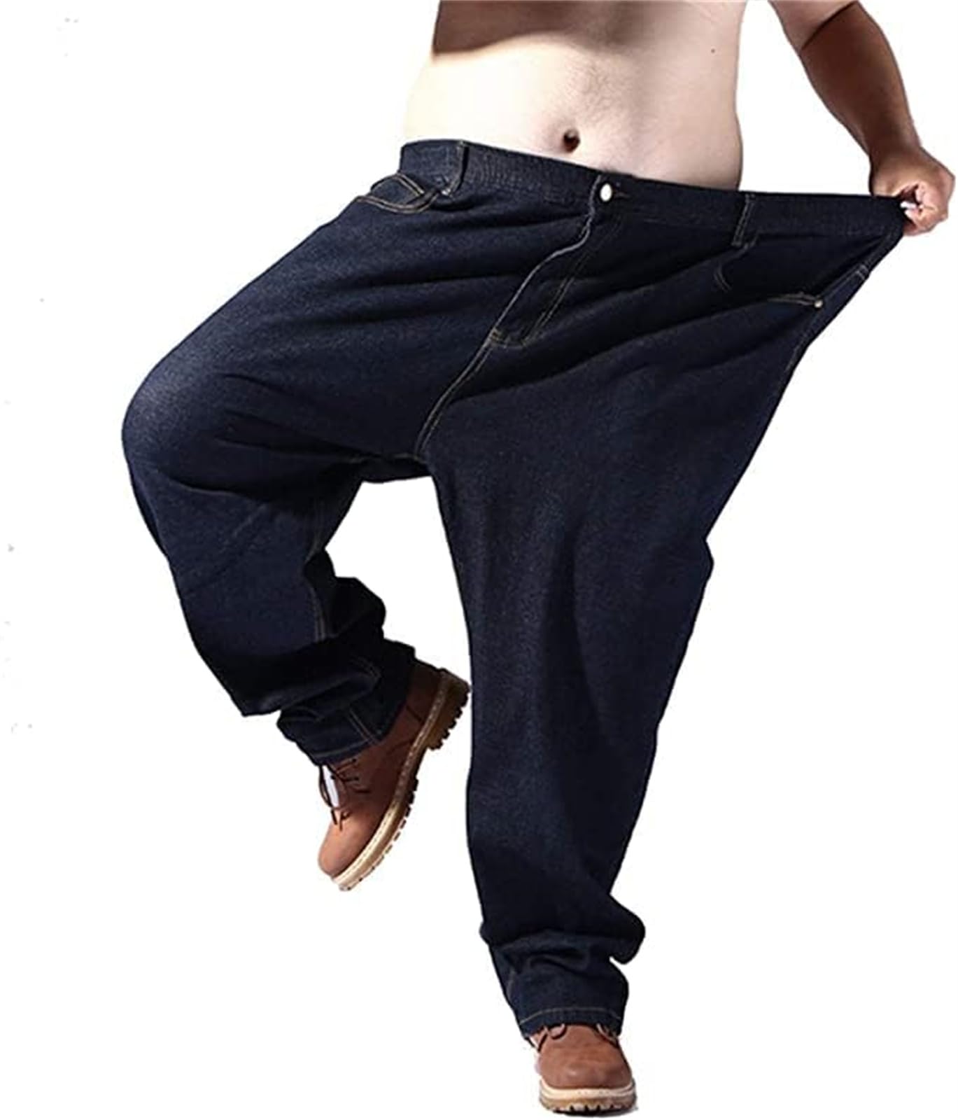 Pantalones Vaqueros para Hombre Denim Jeans de Gran tamaño Pantalones de Mezclilla de Cintura elástica Pantalones Vaqueros Anchos