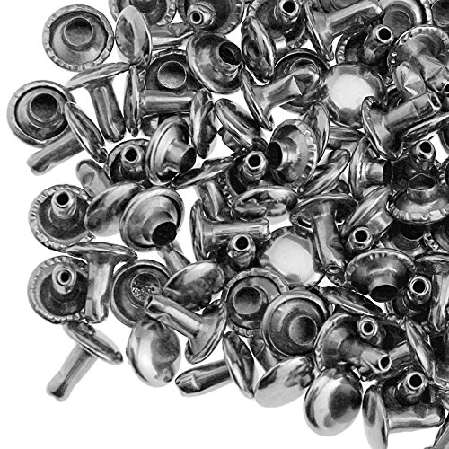 Create idea 100Pcs Silver Double Cap Tubular Rivets Leather Punk Craft Stud Repair Tools Kit 8x8mm - Image 2