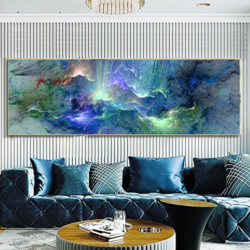 Toile paysage abstrait nuages colorés KEBIA sans cadre 50x150 cm pour décoration de salon