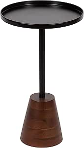 Amazon.com: Kate and Laurel Tira Round Side Table, 14 x 14 x 24, Walnut Brown Wood and Black ...