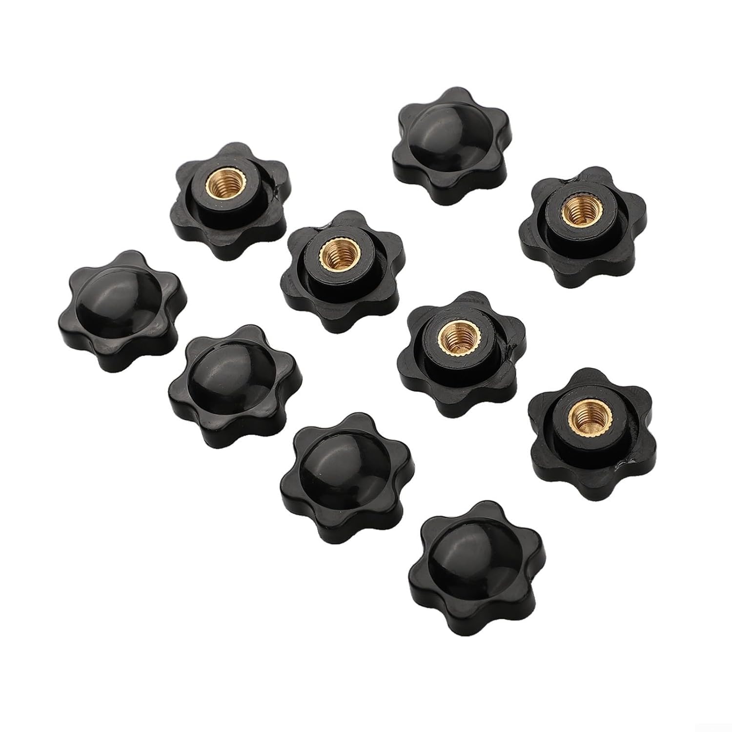 Knob Nut Equipment, 10-Pack Black and Brass Thumb Nuts with -Shaped Ergonomic, 4x25mm / 5x25mm / 6x25mm(5x25mm)(6x25mm)