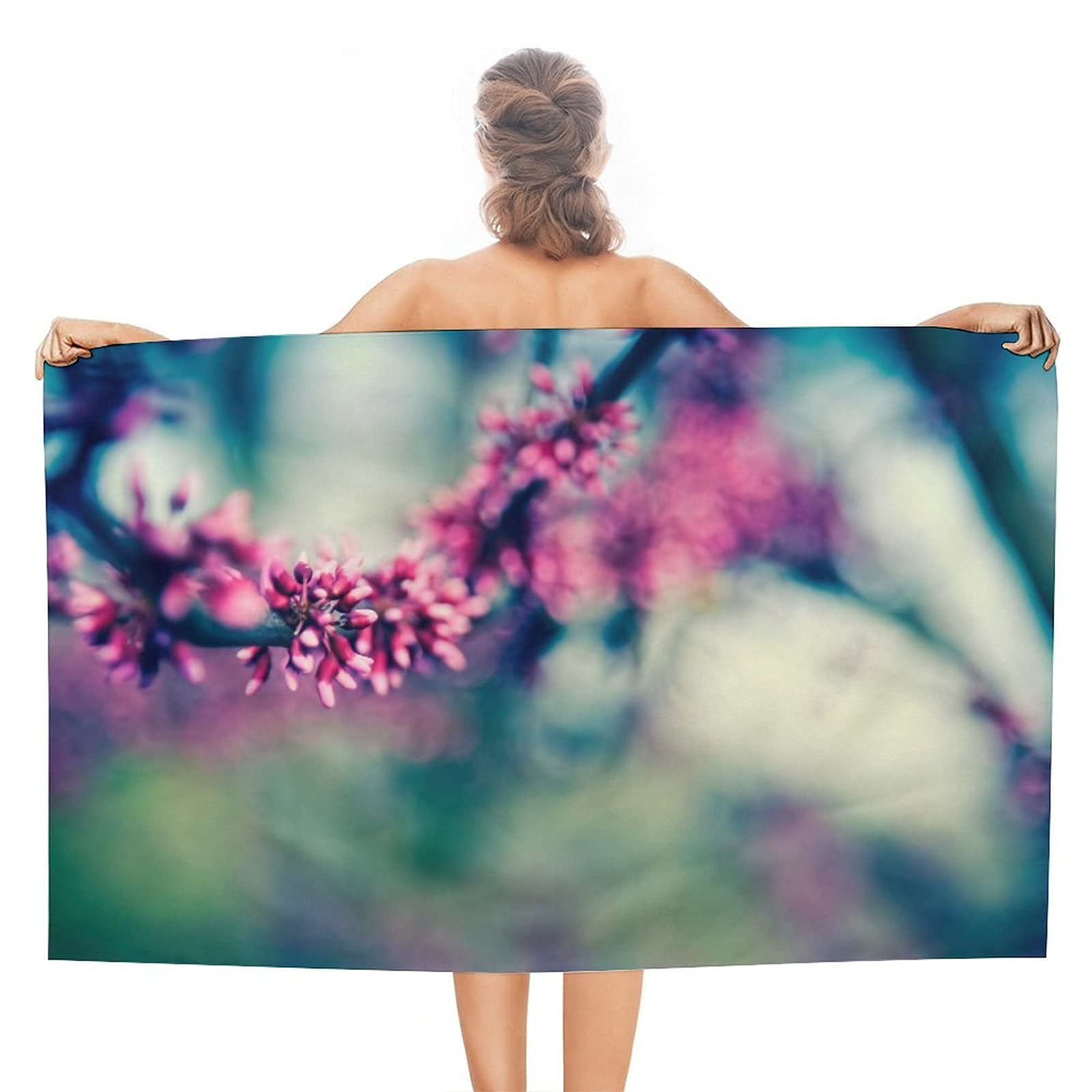 Lsjuee Dreaming Flowers Beach Towel Microfiber Quick Dry Superfine Fiber Beach Towel Cute Teen for Swimming Cruise Hawaii Pool Beach Honeymoon Gym Fitness Picnic Swimming Class SPA 32INx52IN