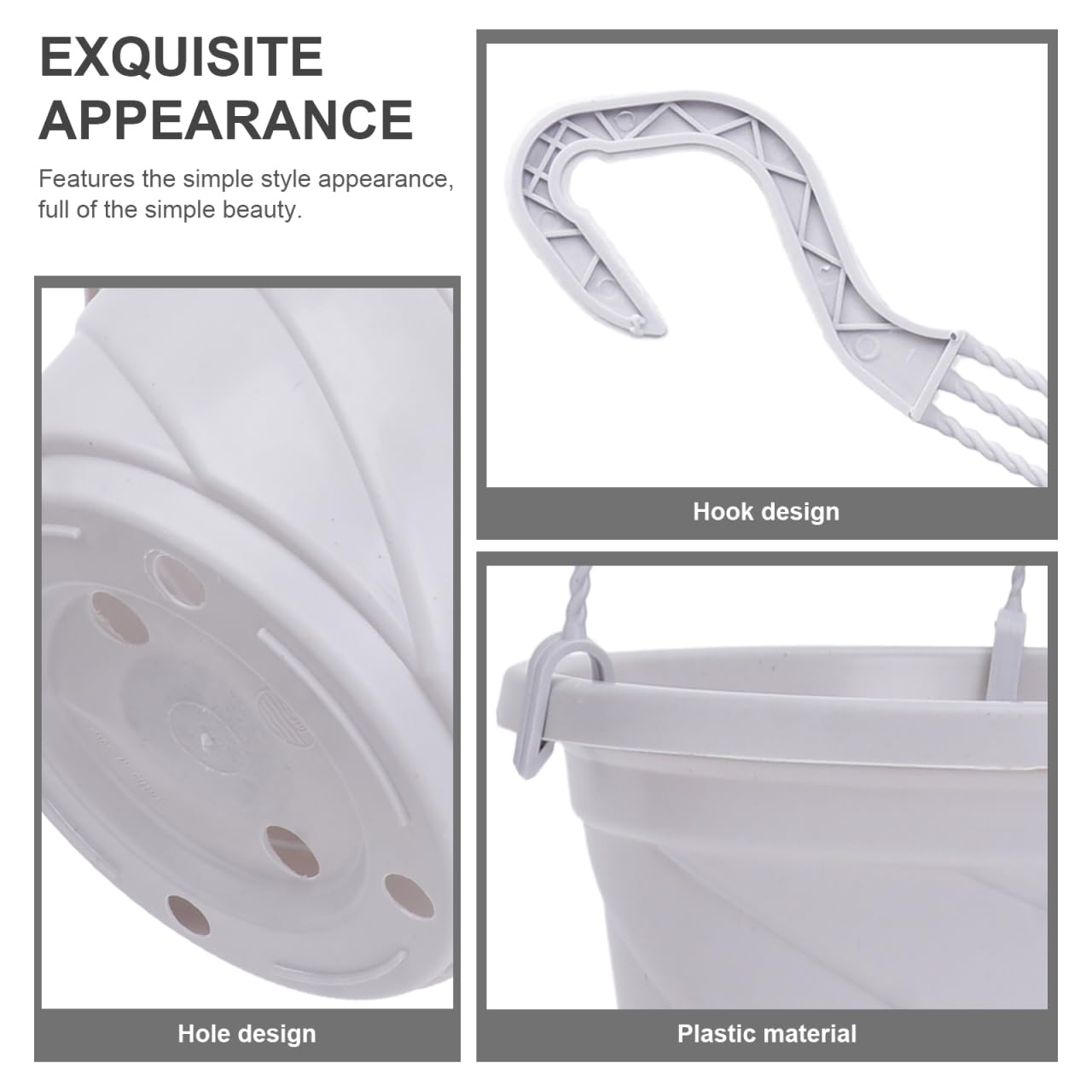 Toddmomy Lot de 10 pots de fleurs en plastique à suspendre pour extérieur et intérieur (blanc)