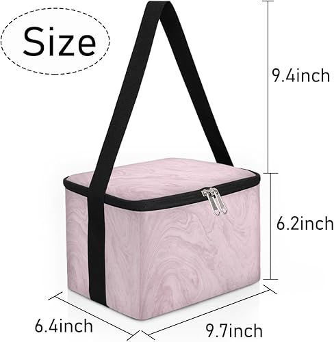 Miniatura 7 de QsirBC Bolsa de almuerzo aislada con textura de mármol rosa para mujeres, reutilizable, bolsa de comida cuadrada para adultos y hombres, lonchera