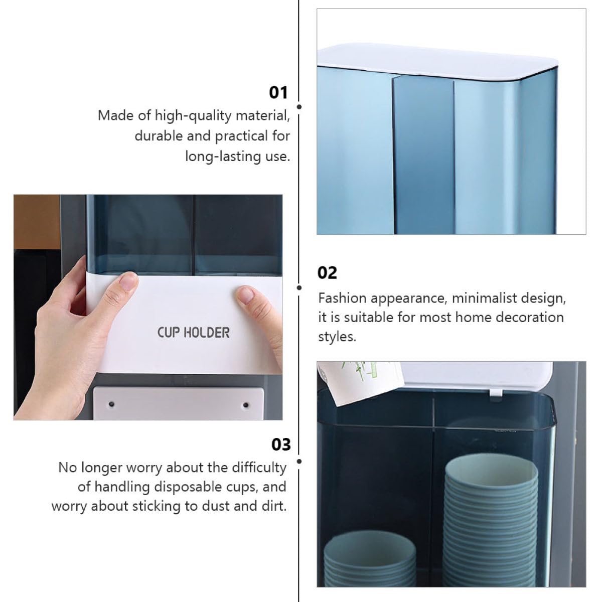 Dispenser Automatico per Bicchieri Bianco in Grande capacità e Design a Doppia Serie, Facile da Prendere e Fissaggio a Muro Senza Tracce per Decorazione Casa