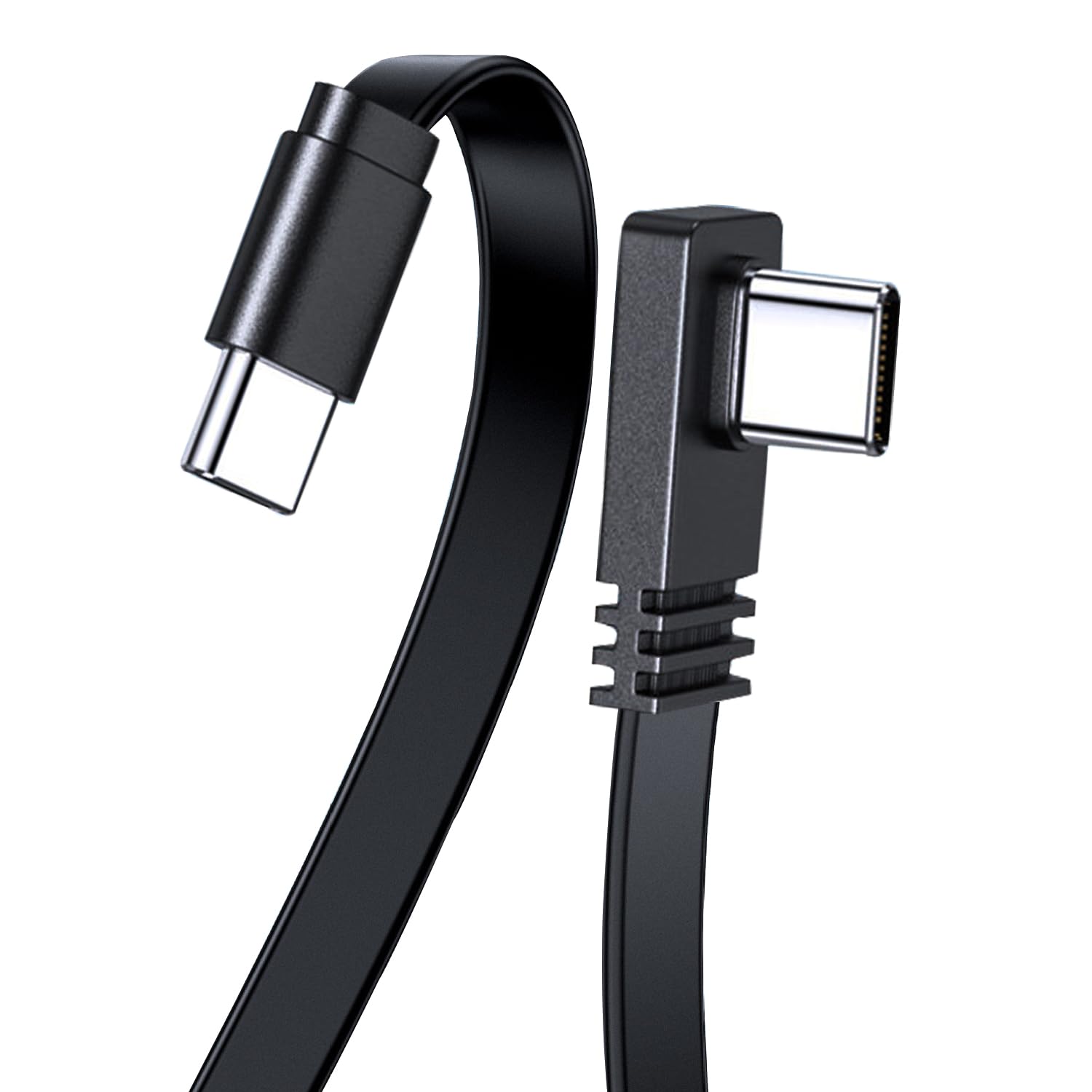 MISYNLON Extra Flexibles Kurzes USB-C-zu-USB-C-Kabel, 90° Winkel-USB-C-Flachkabel für IP15/16/17, S23/S22/S21, Carplay (0,2 m/7,9 Zoll)