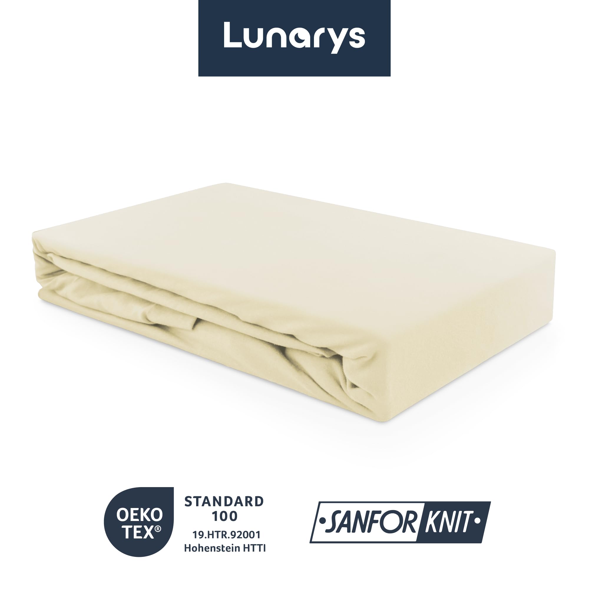 SleepRoyal Luxus Spannbettlaken 180x200cm - Creme - 250 g/m² Premium Bettlaken - 40 cm Steghöhe - für hohe Matratzen, Boxspringbett & Matratze + Topper & Wasserbett - Stretch Jersey