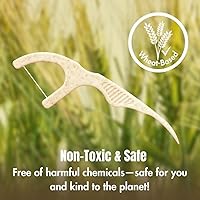 Vista 7 de Palillos de hilo dental a base de plantas con infusión natural de menta (220 piezas) con estuche de viaje Mango de trigo biodegradable