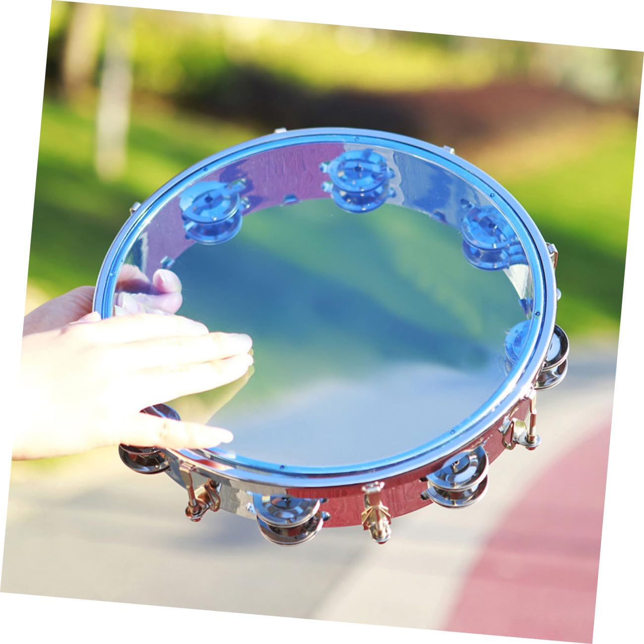 Pandereta Manual Autoadjustable de 8 Pulgadas Aro de Acero Inoxidable | Abs y Metal, Juguete Musical para Niños, Uso en Comunicación E Interacción