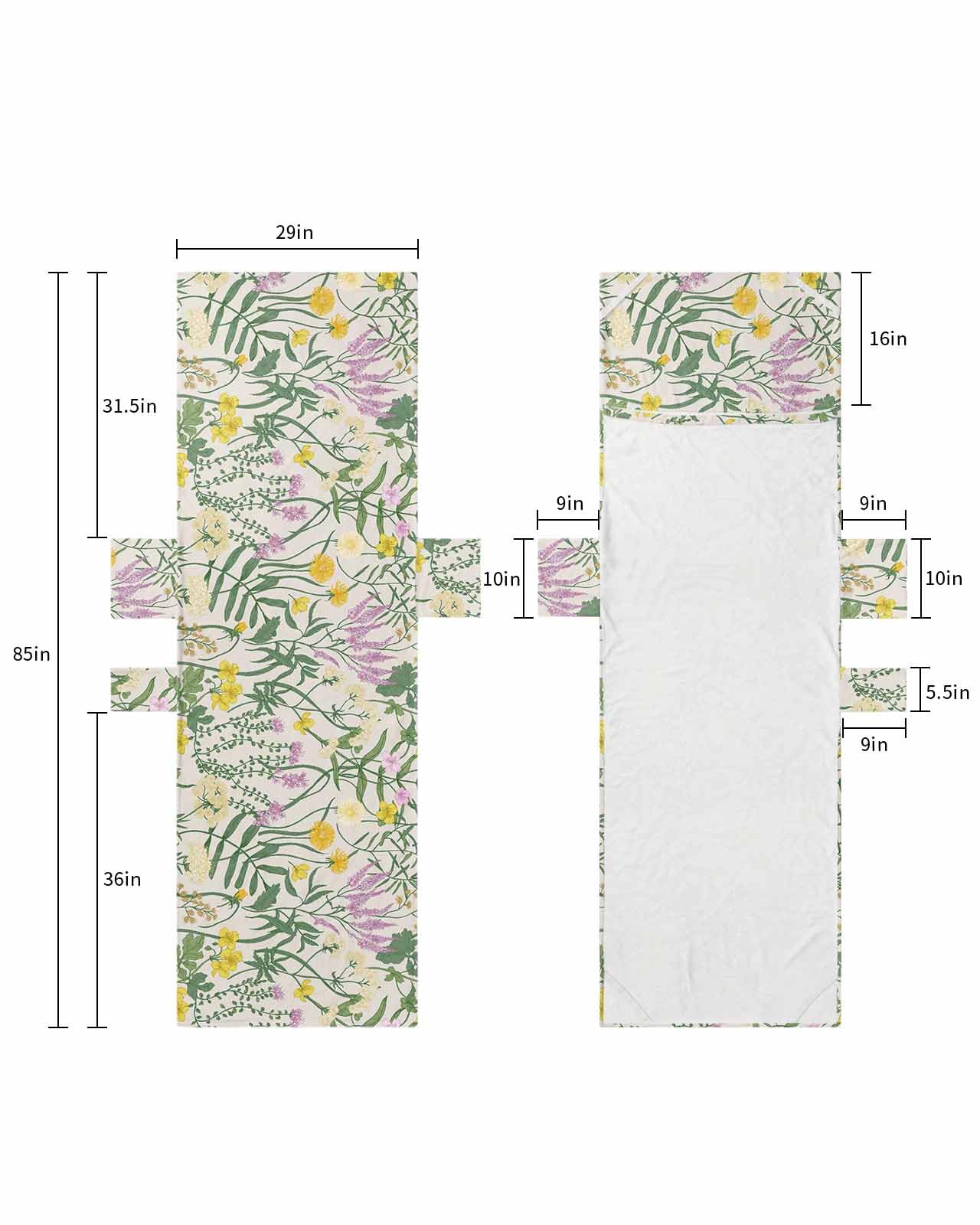 Floral Leaves Beach Lounge Chair Towel Cover, Soft Chaise Lounge Towel with Side Pockets Patio Pool Chairs Cover for Beach/Pool Sunbathing 29x85 Vintage Botanical Plants Herbs Fern Sage Green