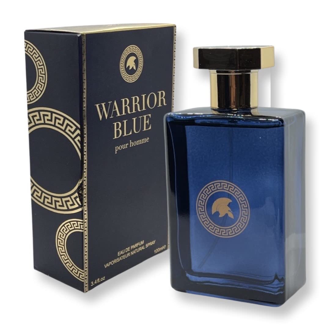 WARRIOR BLUE pour homme Eau de Parfum - 3.4 Fl Oz Fragrance for Men - Top Notes: Mint, Green Apple and Lemon