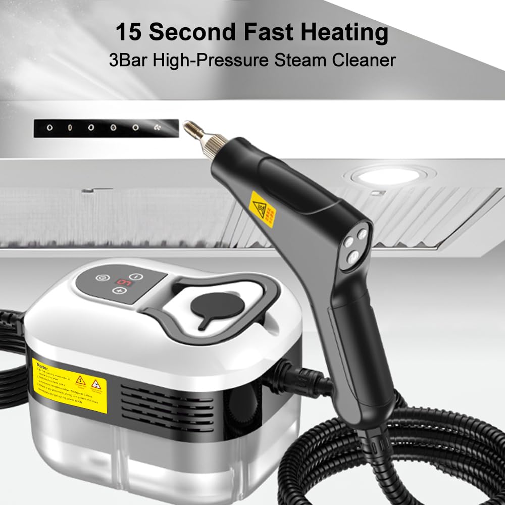 Steam Cleaner, 6-Levels Adjustable Switch Handle, 15s Heat-Up, 1.2L Tank, Steamer for Cleaning with 8 Pcs Accessories, Steam Cleaner for Home for Dirt, Grease, Grout, Tile,Floor,Couch and Car