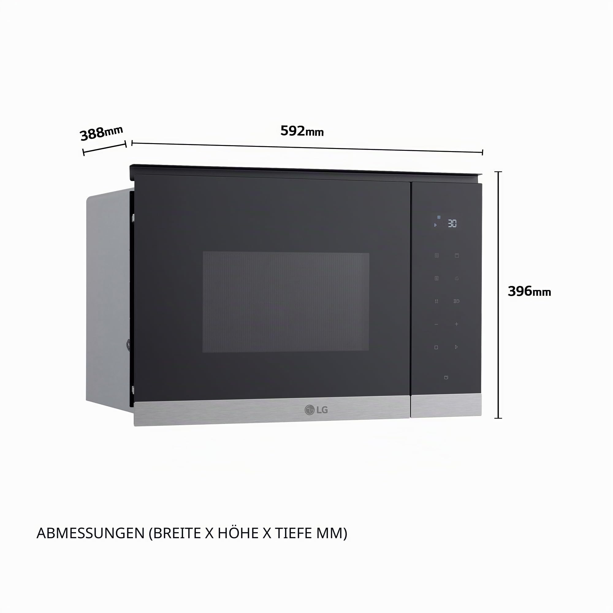 LG MG7Z2593D Einbau-Mikrowelle, 900 W, 25 l, Schwarz und Stahl, Touch-Steuerung, automatische Abtauung