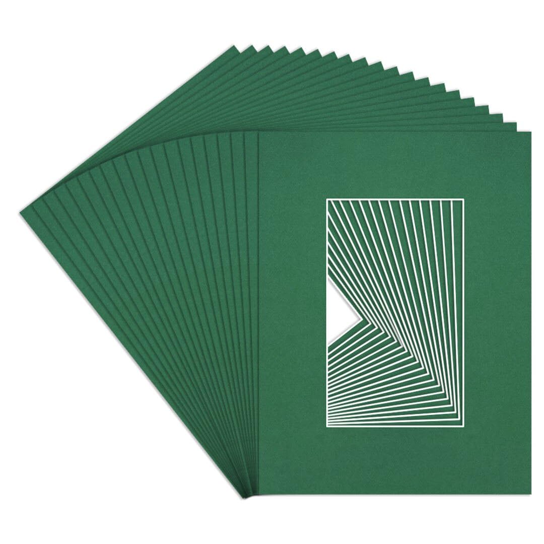 Procut Global 8x6" Emerald Picture Mounts to Fit 5x3" Aperture - Precision Cut Cardboard Photo Mount - Ideal for Frames, Prints, Artwork & Certificates - Sizes & Colours Available - 20 Pack
