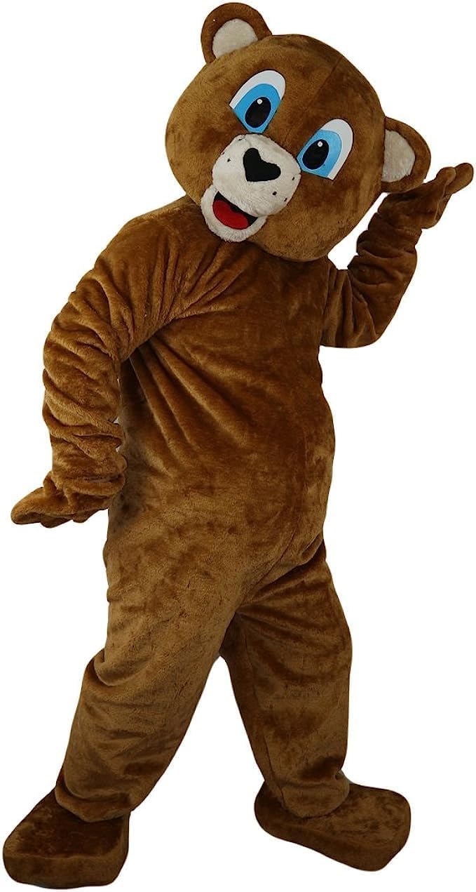 Cute Brown Bear Mascot Costume Adult Size for Men & Women with Built-in Fan Inside the Head