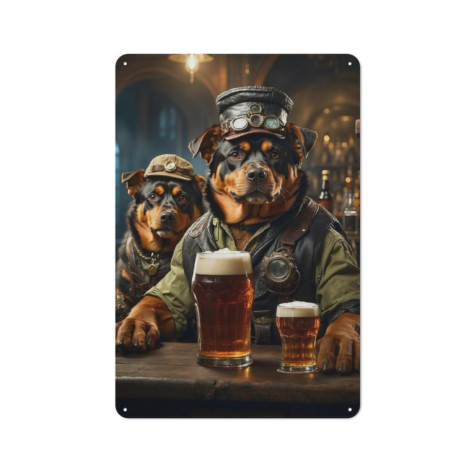 Junmoney Rottweiler Beer Hound For Man Cave Or Games Room, Retro Tin Sign 30X20cm, A Christmas Gift For People Styling Man Cave And Games Room