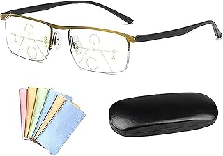 MQJFC Phizeza Reading Glasses,Phizeza Far and Near Dual-Use Reading Glasses,Phizeza Multi Focus Reading Glasses for Older People,3.5X,Gold