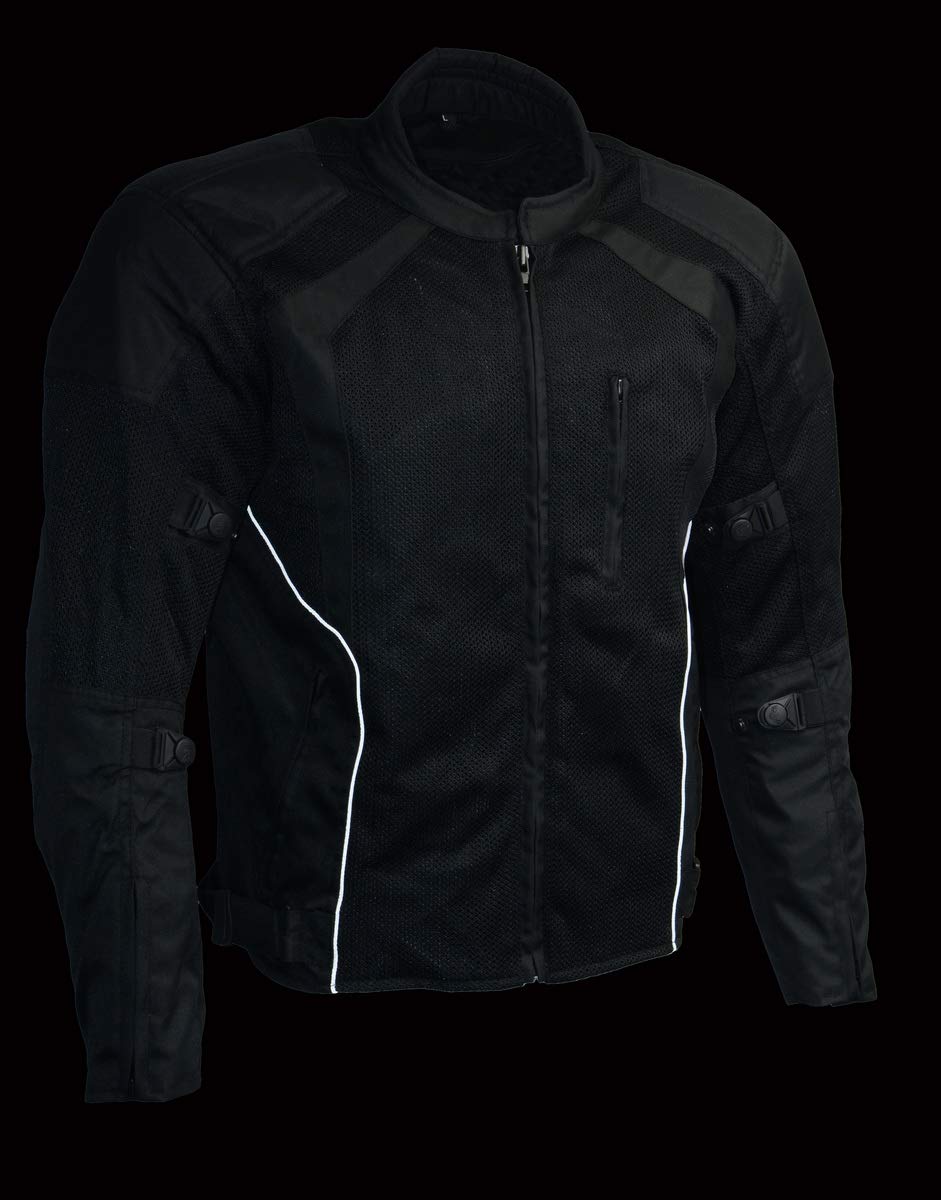 Milwaukee Leather MPM1793 Mens Black Mesh Racer Jacket with Armor - Large — view 4