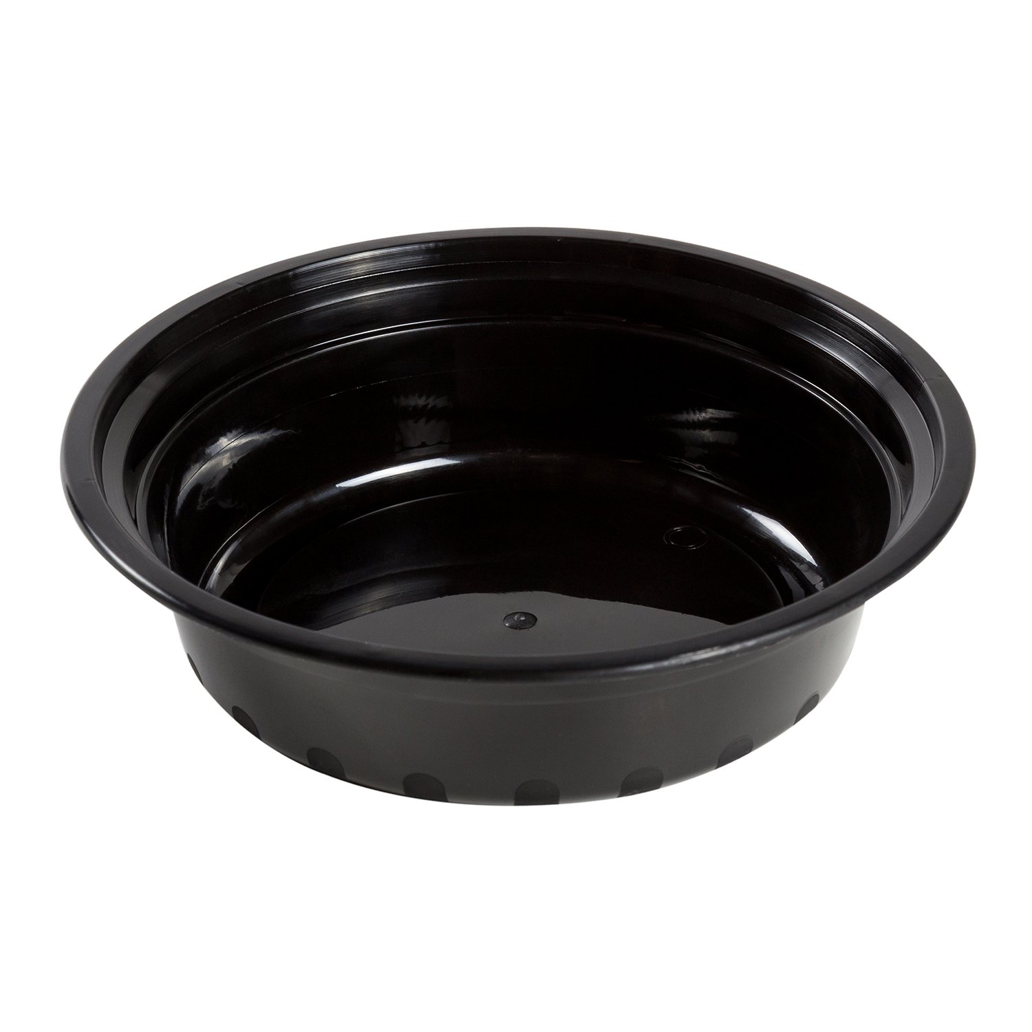 AmerCare 6" Round Black Plastic Container with Lid, 16oz. for Microwave or Freezer, Pack of 150