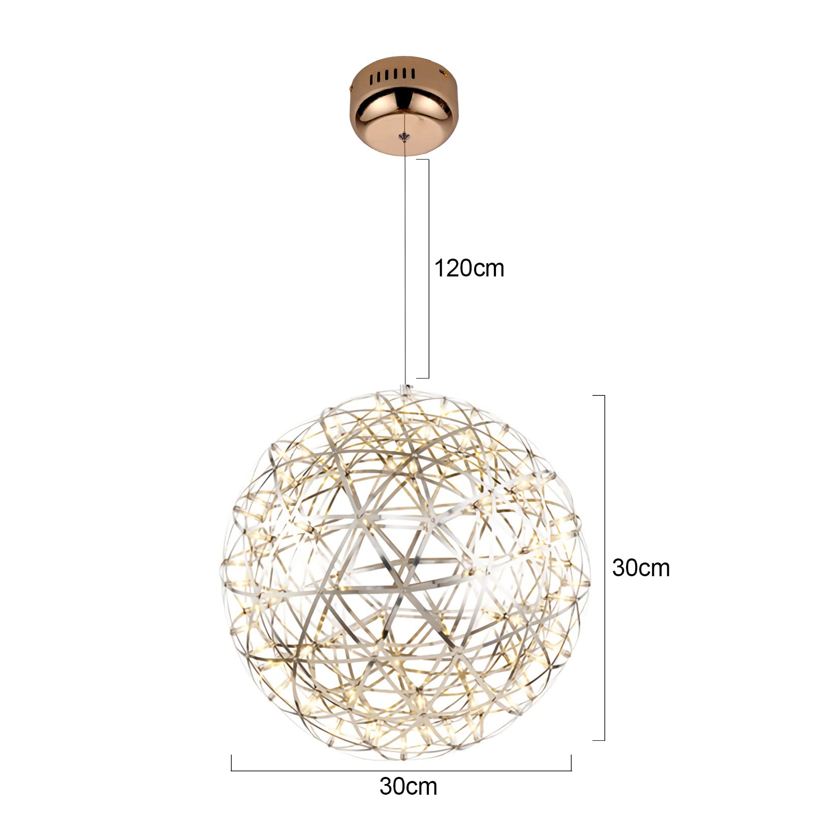 Lampa wisząca LED Spark Ball Gold 30cm 6500K nowoczesny żyrandol sufitowy