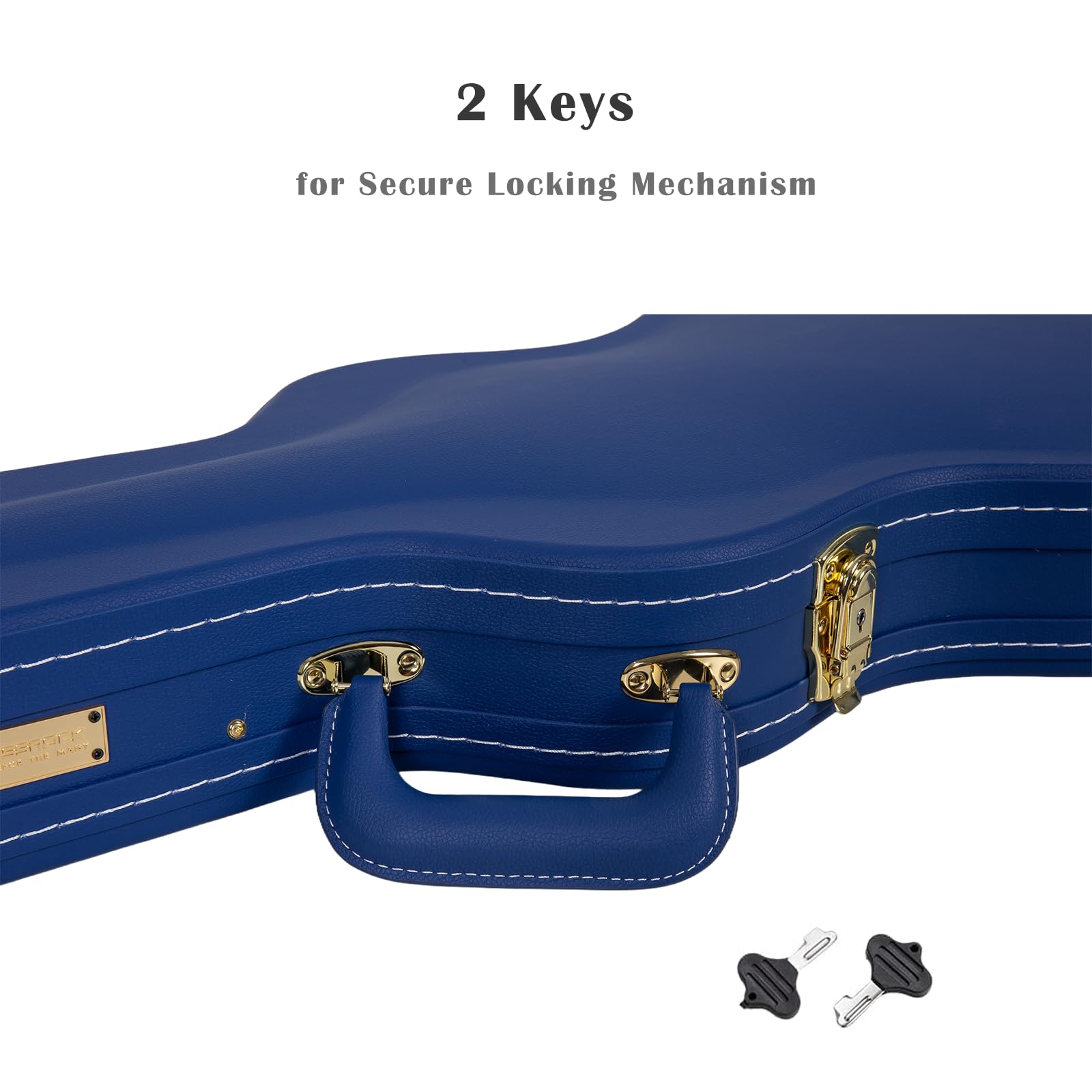 Crossrock Designer Series CRW520SGVB - Custodia in legno per chitarre elettriche Gibson SG, con blocco di sicurezza, piedini in metallo, spazio di archiviazione, colore: Blu acceso, Blu vibrante, SG