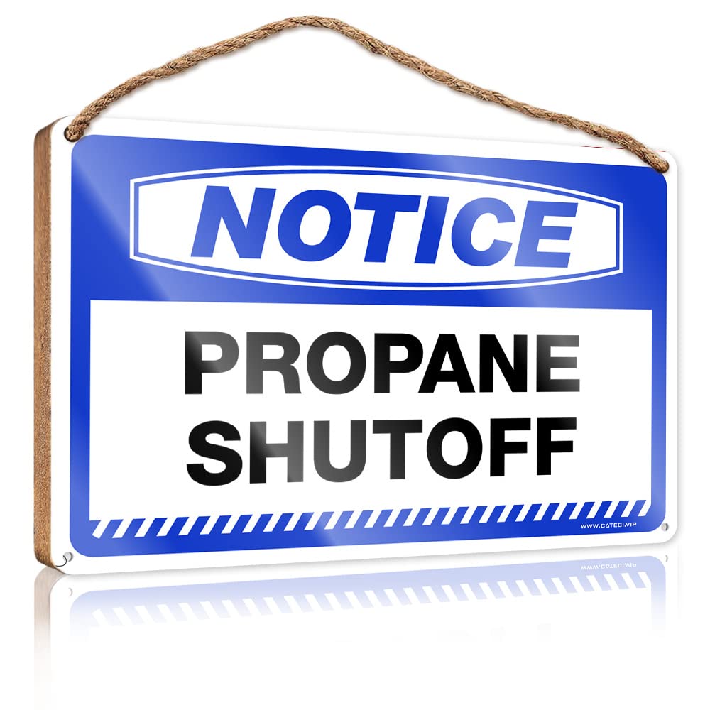 FZFN Hanging Plaque Sign Notice Propane Shutoff Wooden Sign Wood Home Sign Outdoor Wooden Signs(23X35CM)