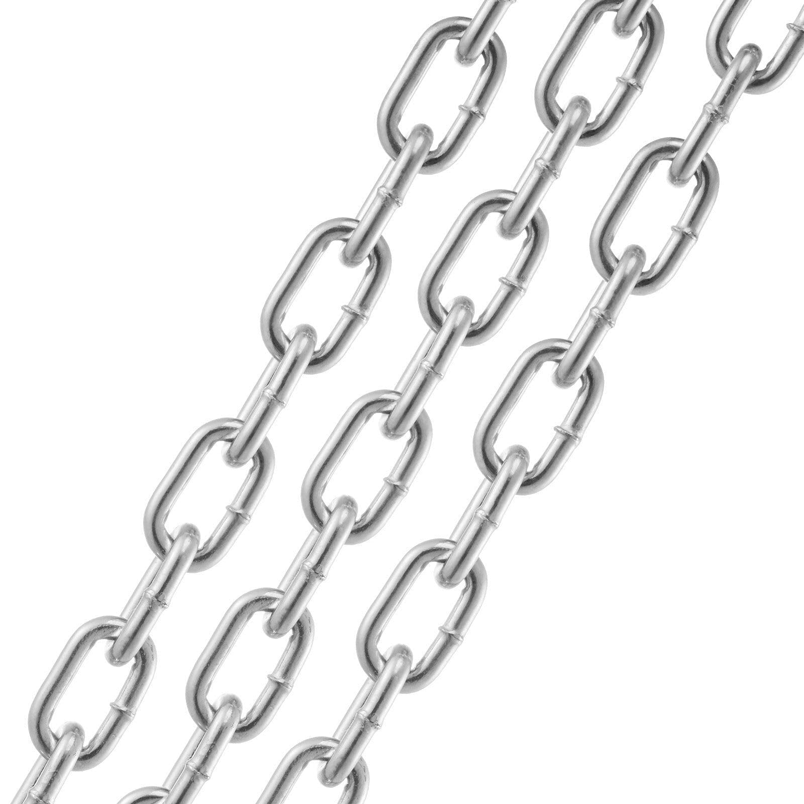 VEVOR Catena a maglie in acciaio al carbonio zincato, 7,3 mm x 1,8 m, Capacità di carico 898 kg, Due connettori rapidi, Catena per traino, Sospensione, Campeggio, Catena per traino per movimentazione