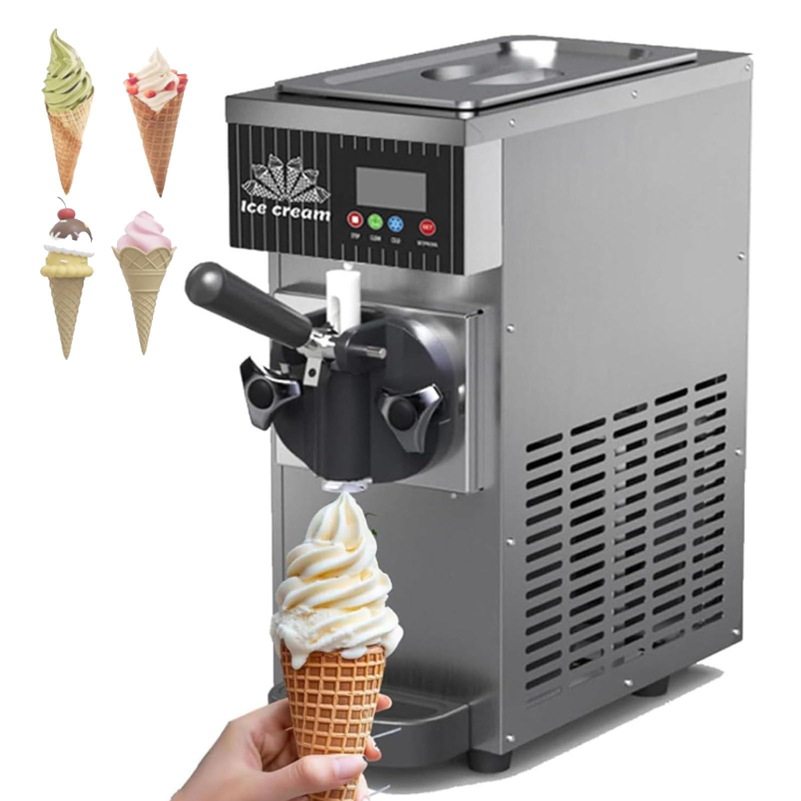 Machine à Glace à l'italienne pour la Maison et Les commerces, sorbetière/yaourtière de comptoir avec Une capacité de 4 à 8 kg/h, écran LCD, Glace à l'italienne Mono-Parfum 450W