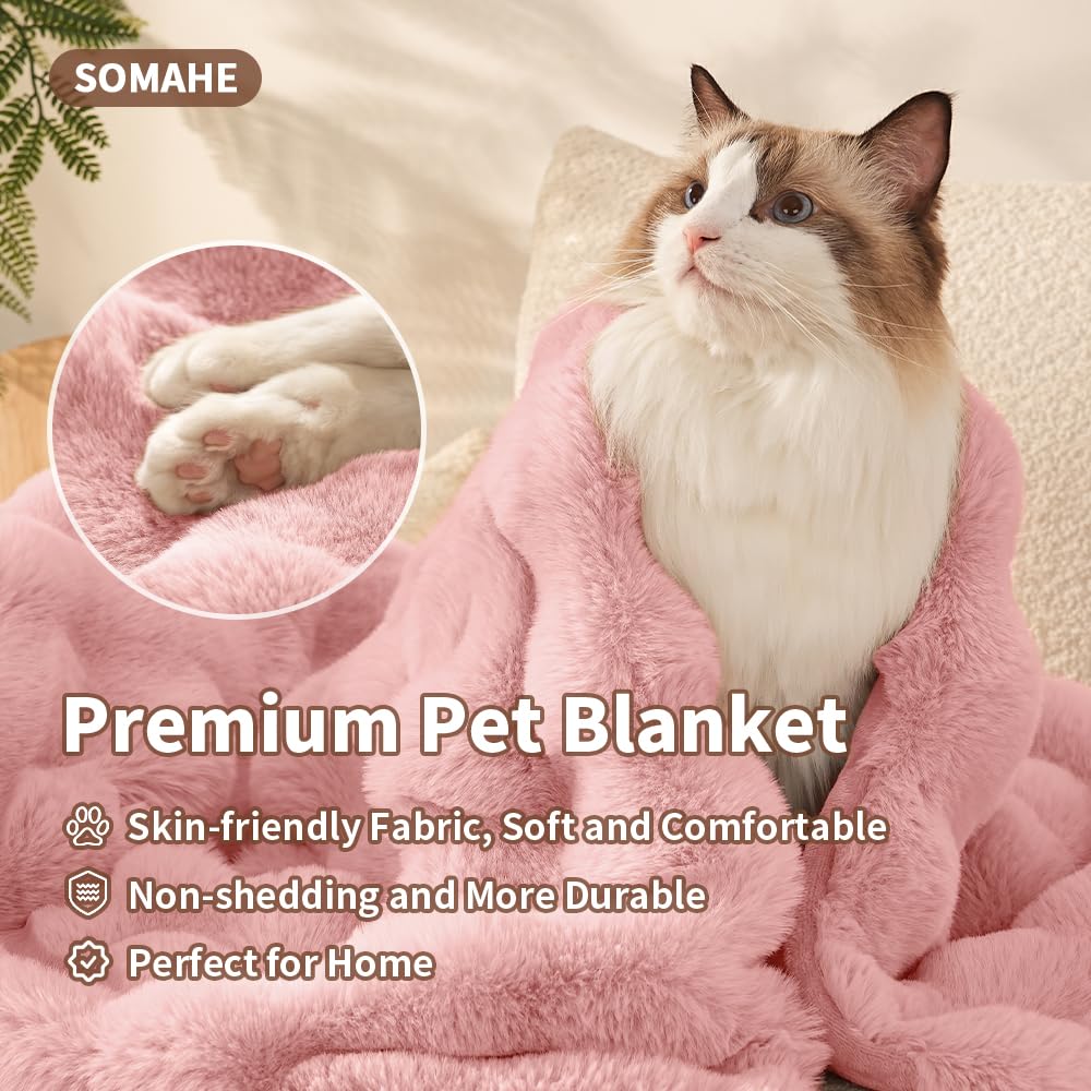 Coperta per cani, ultra morbida, in finta pelliccia, per gatti da interni, ultra morbida, lavabile in lavatrice, reversibile, per animali domestici, per divano, mobili, 71 x 55,9 cm, rosa