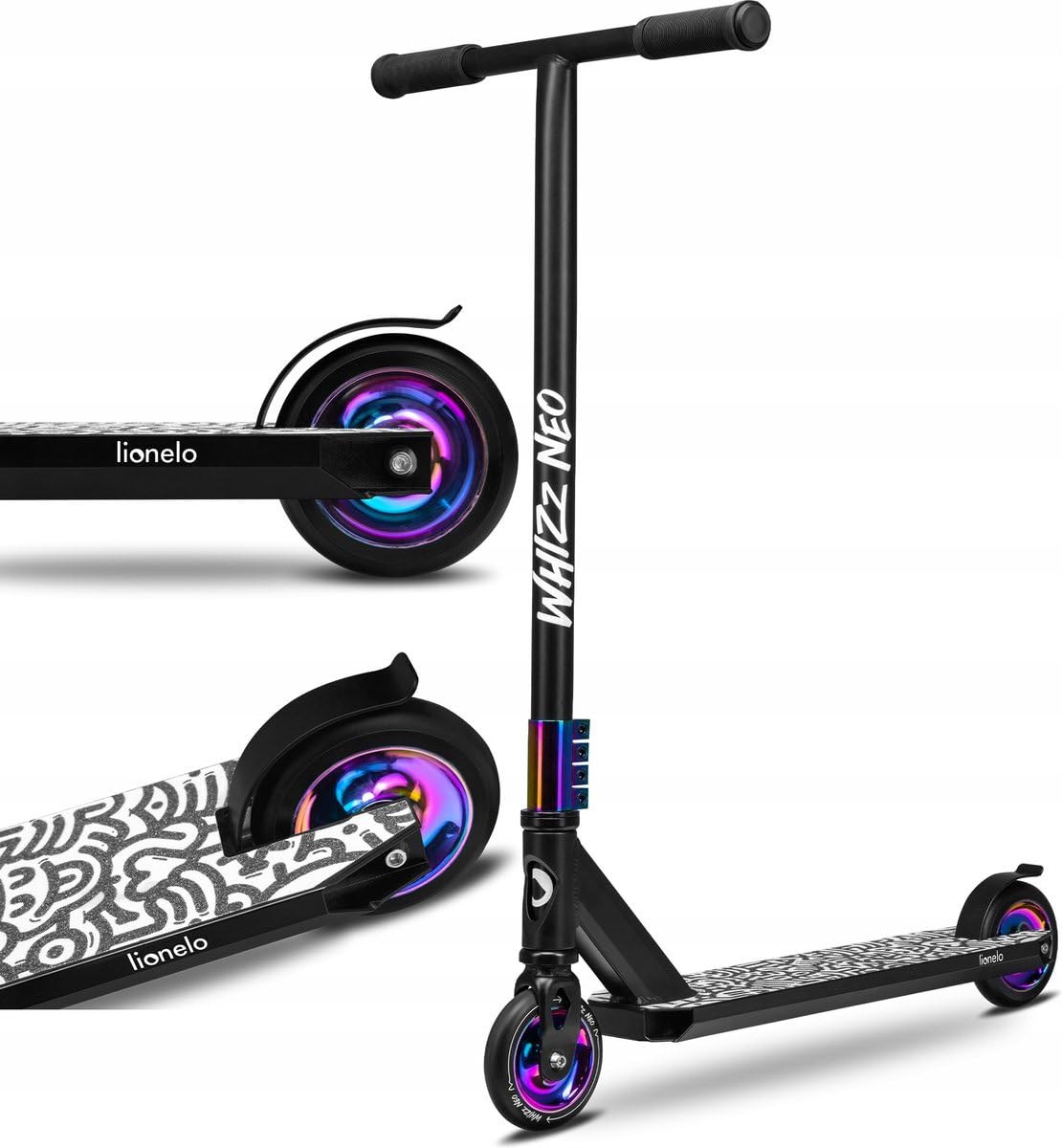 LIONELO Trottinette Freestyle WHIZZ - Roues 110mm ABEC-9, Guidon T Alu, Frein Flex Fender - Pour Débutants Et Tricks