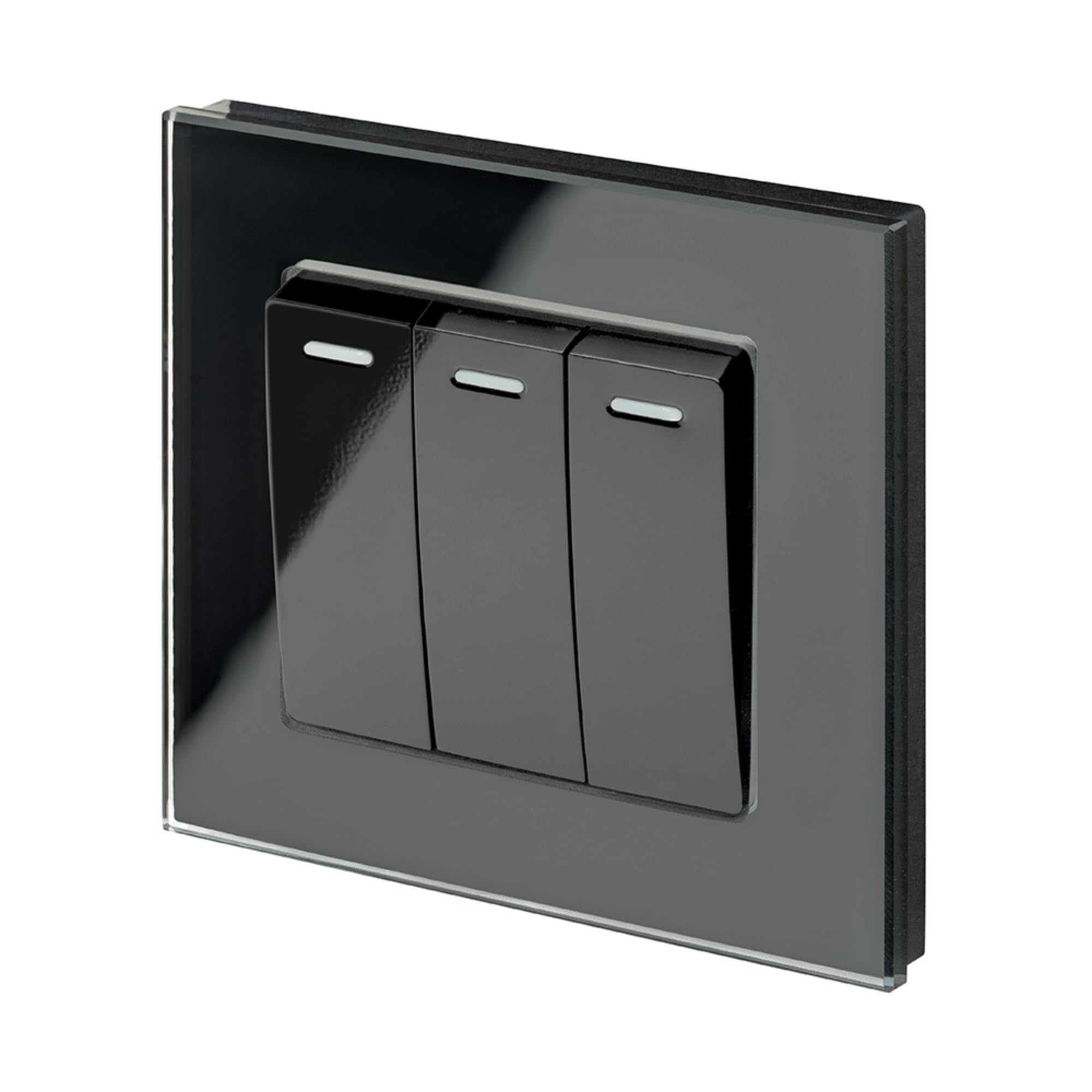Retrotouch Black Crystal Triple Light Switch, Glass, 2-Way, 10Ax