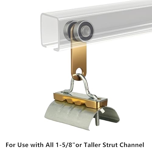 Miniatura 2 de BiJun Sistema de carretilla de 2 ruedas, rodillo de rodillo, silencioso Unistrut Trolley Roller Conjunto de carro de dos rodamientos para uso con