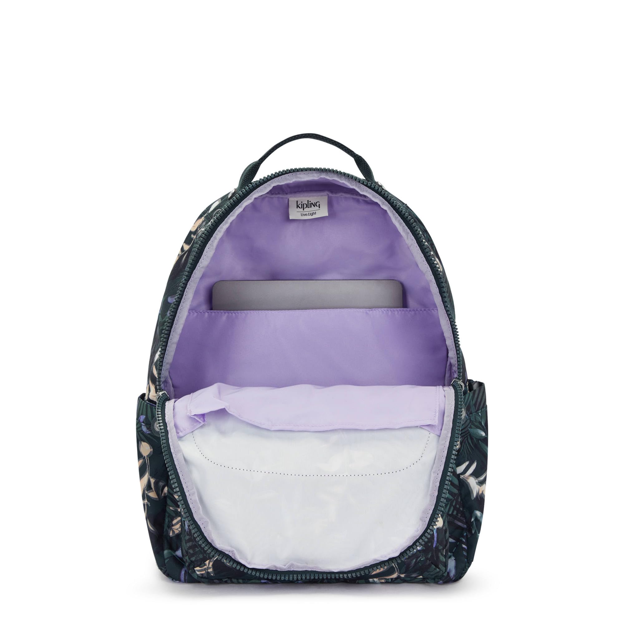 Kipling Mochila para laptop de 15 pulgadas Seoul, Bosque iluminado por la luna, 12.75" L x 17.25" H x 9" D