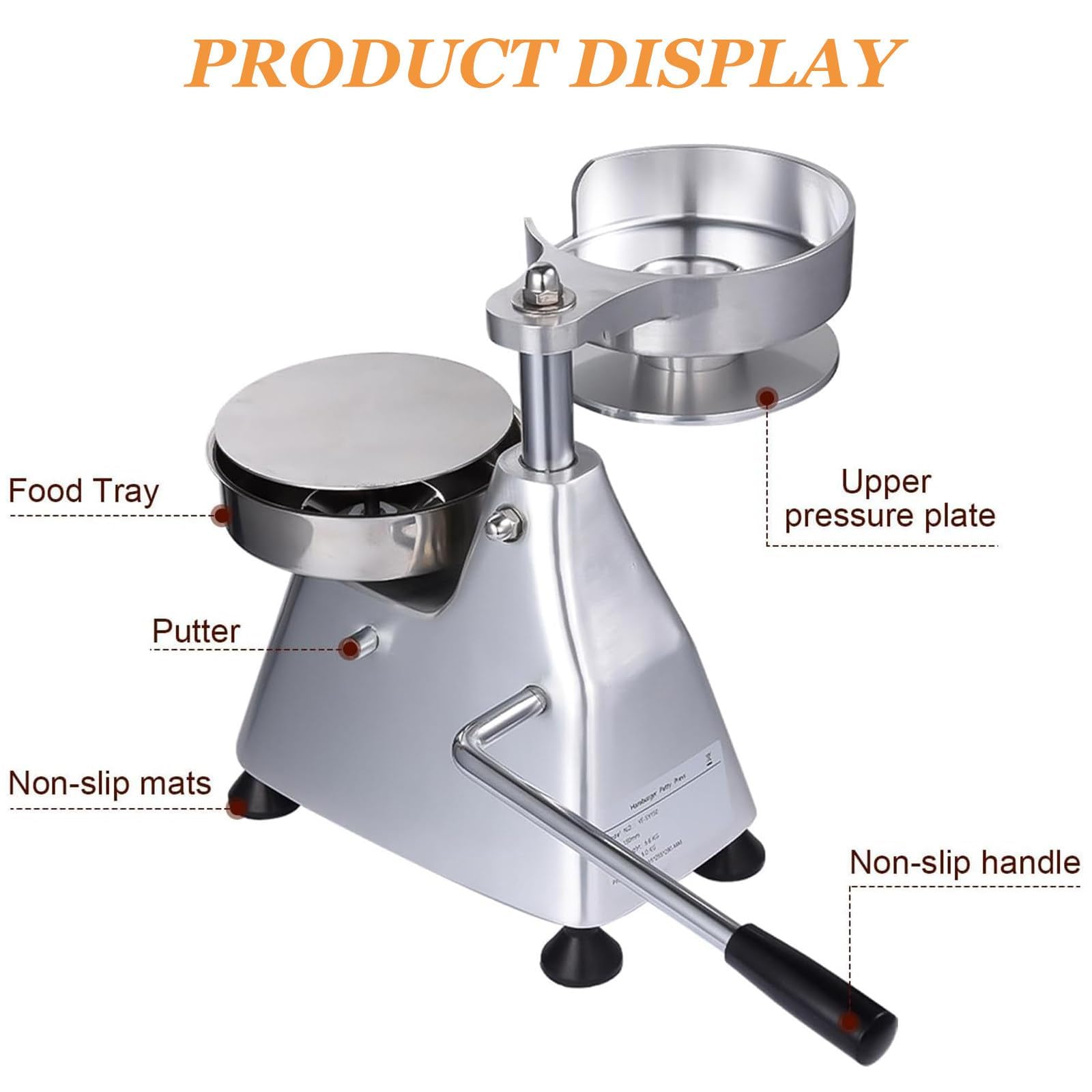 Robuste Burgerpresse mit 500 Patty Papers, Edelstahl Hamburger Patty Maker für BBQ Grillen, Küche & Kochen im Freien