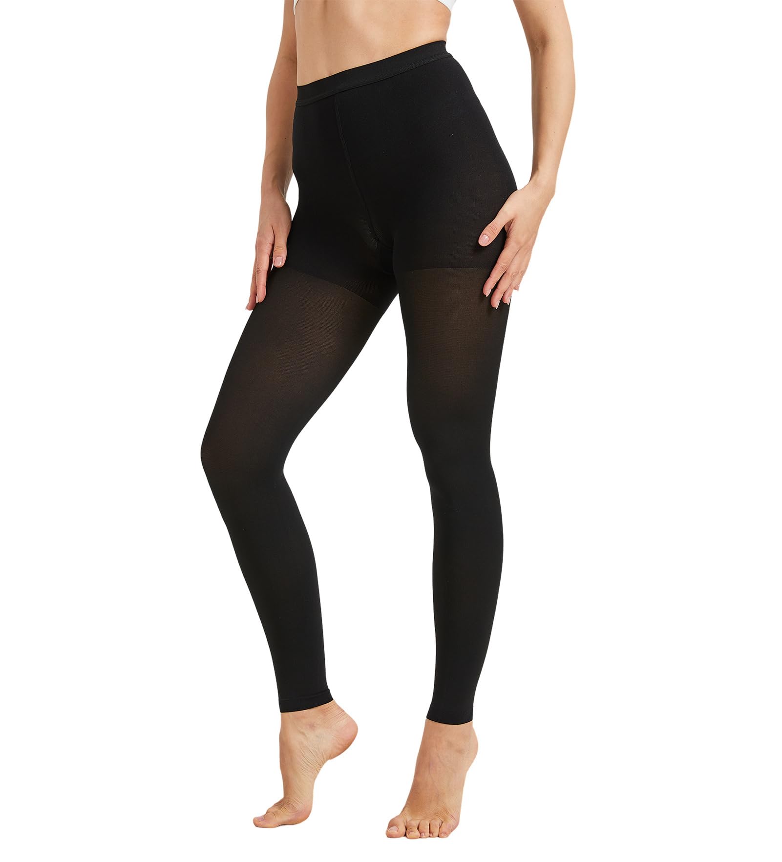 NURCOM Compression Pantyhose, Footless, 20-30 mmHg, Black 3XL