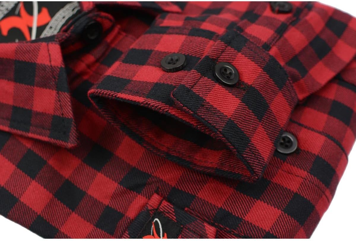 Milwaukee Leather MNG21609 Women's Casual Red and Black Long Sleeve Cotton Casual Flannel Shirt