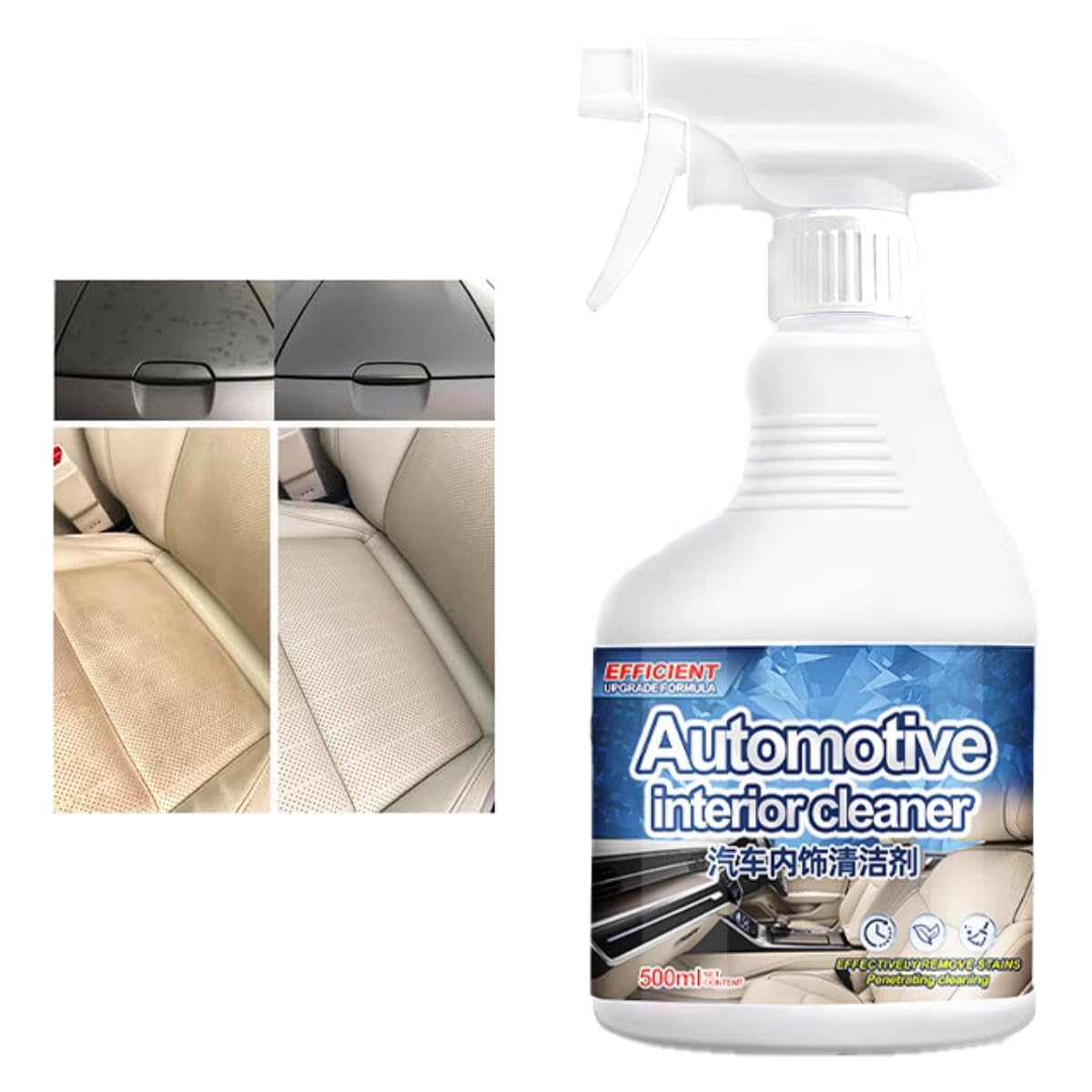 All-in-One Car Interior Cleaner Spray, Multi-Purpose Detailing Fluid for Leather Seats, Dashboard, Vinyl, Rubber & Plastic, Fast-Acting Carpet & Upholstery Stain Remover Liquid Cleaner-picture-29