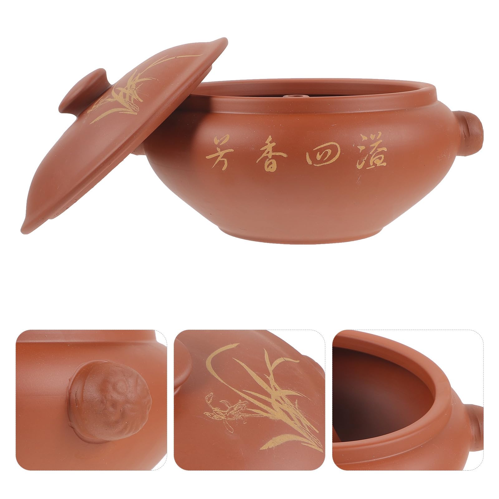 Vielseitiger Dampfgarer aus brauner Keramik mit glatter Oberfläche und eleganter Optik, Suppentopf zum schonenden von Hühnchen und Suppe in der Küche
