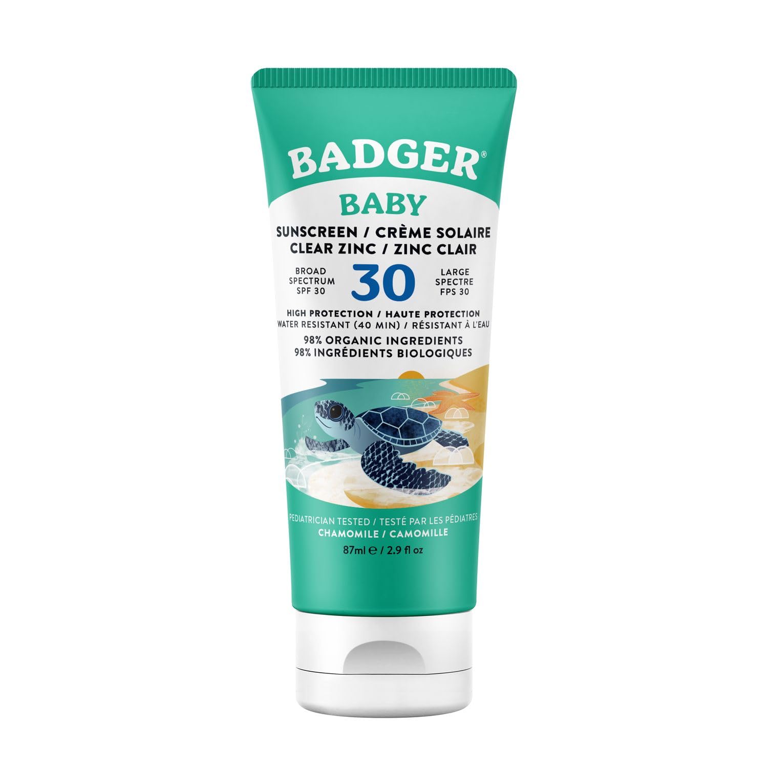 Badger Sunscreen Cream Baby, Clear Zinc - Sonnencreme - Sonnenschutzcreme - Sonnenschutz für Babys - für empfindliche Haut - 720406