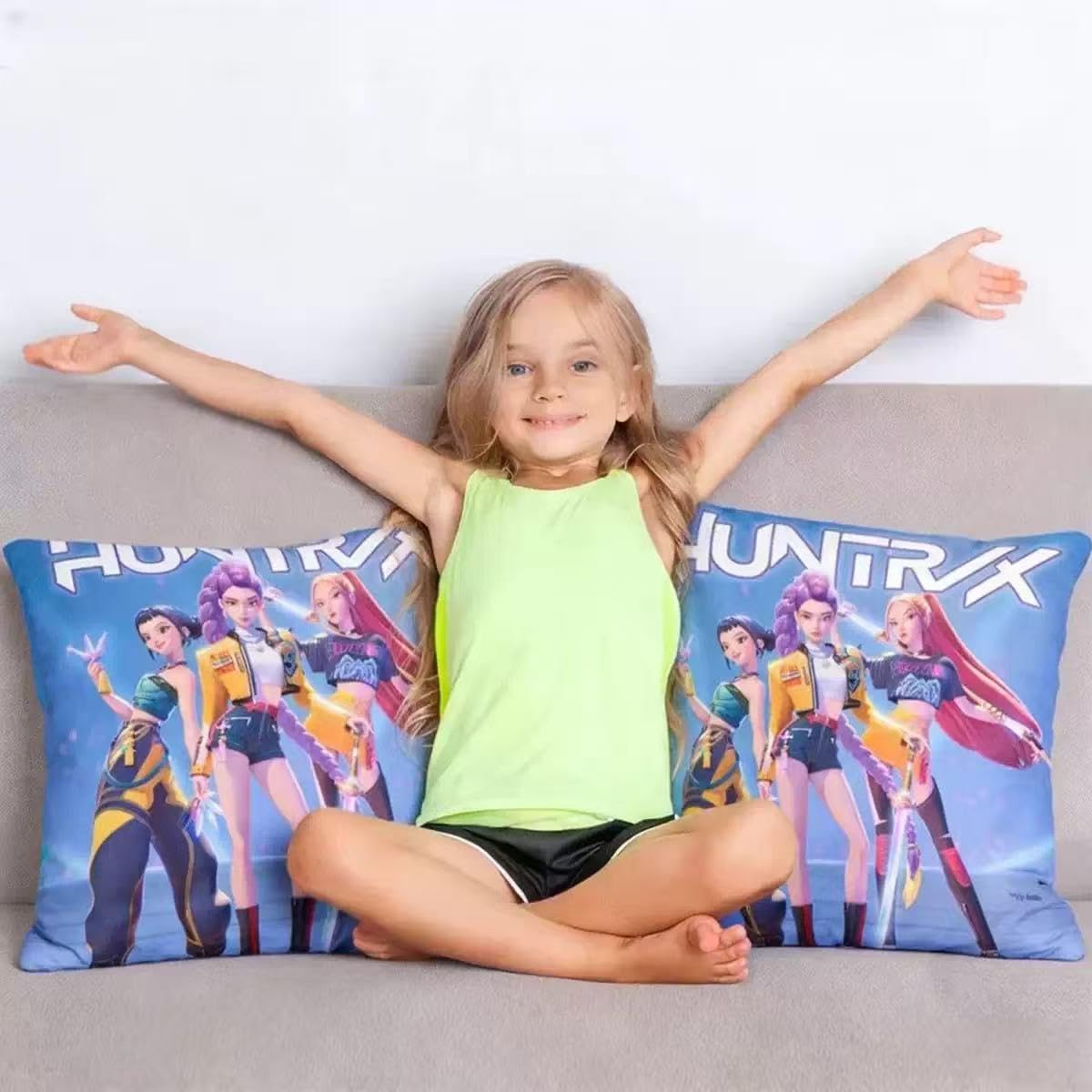 Demon Hunters Pillows, Kpop Group Themed, Unique Designs, Soft Decorative Pillows for Fans, Bedroom & Gifts(16x16)