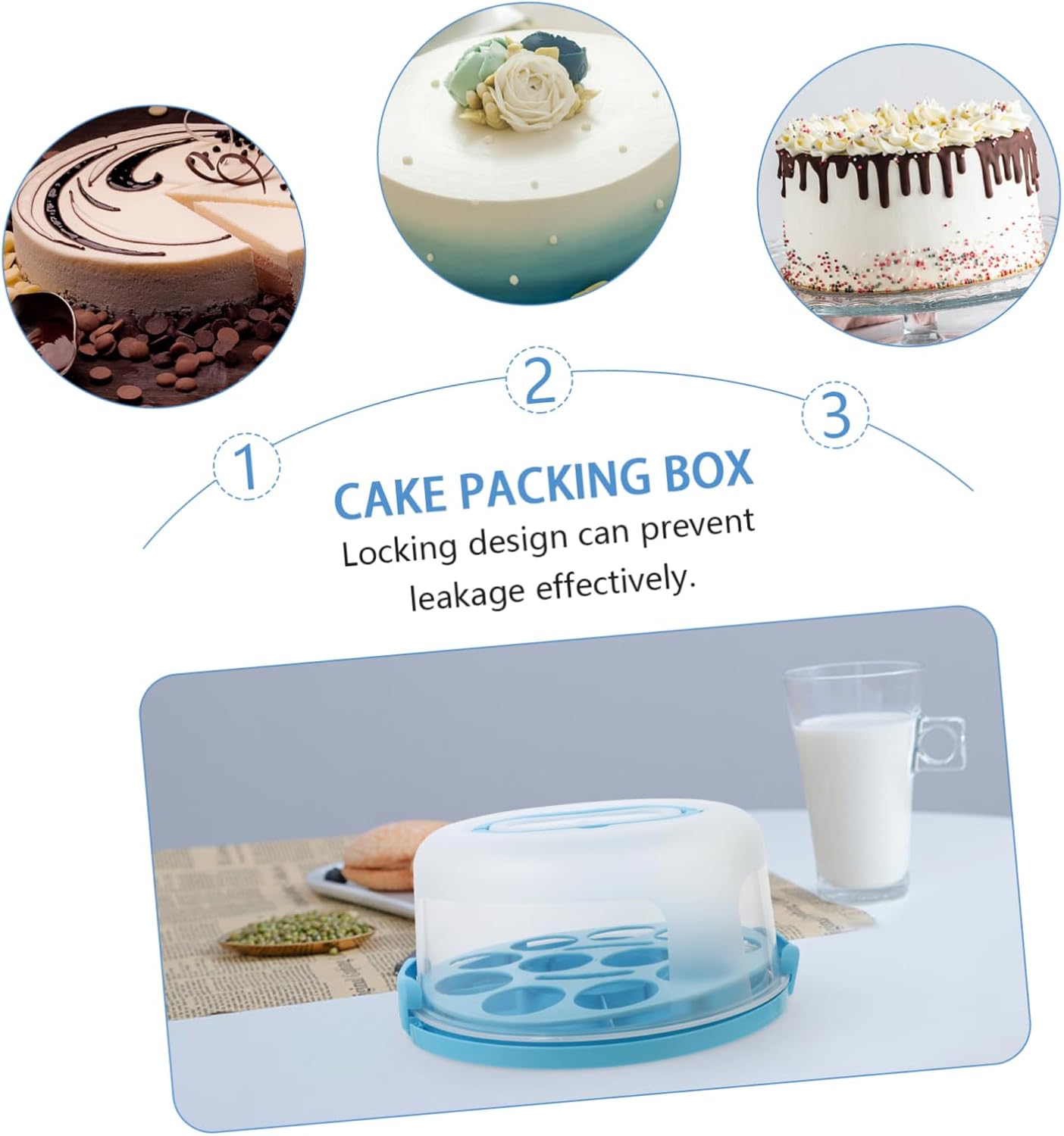 1Pc Portable Cake Box Dessert Storage Container with Locking Design for Muffins and Cakes for Parties and Transport