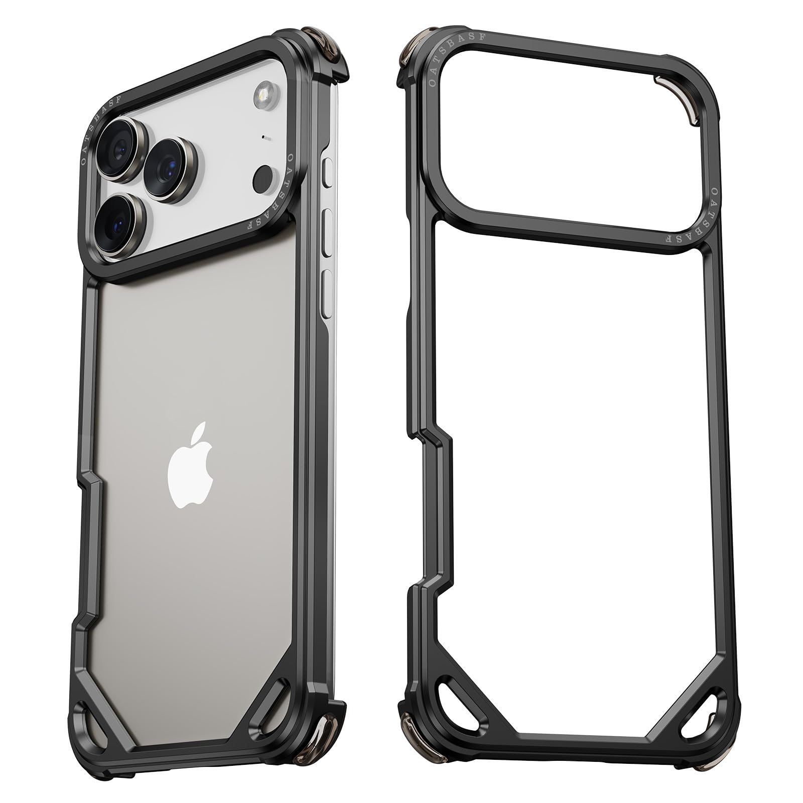 Custodia per iPhone 17 Pro Max, in alluminio, sottile, senza retro, compatibile con MagSafe, in metallo, senza cornice, con 4 angoli airbag, antiurto, protettiva per iPhone 17 Promax (grafite)